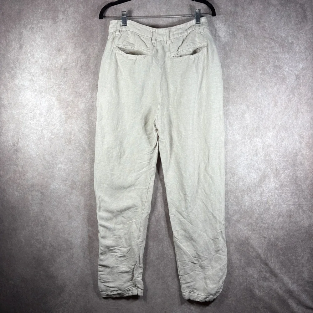 Magaschoni Pants Mens 30 Beige Linen Viscose‎ Blend Tapered Casual Slacks Casual